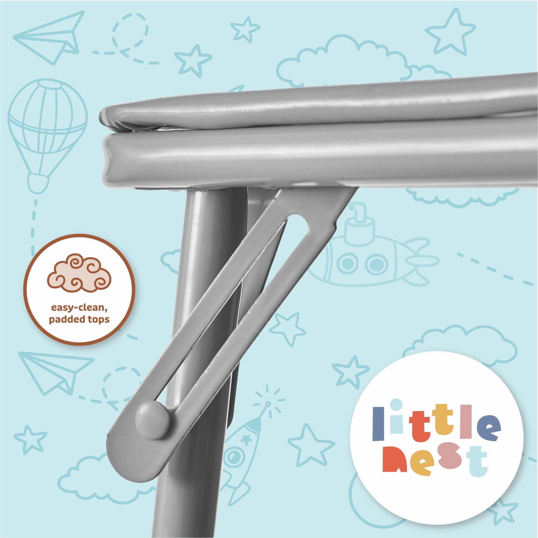 Little Nest WK660886 2-PC Junior Table & Chair Set, Gray/Teal