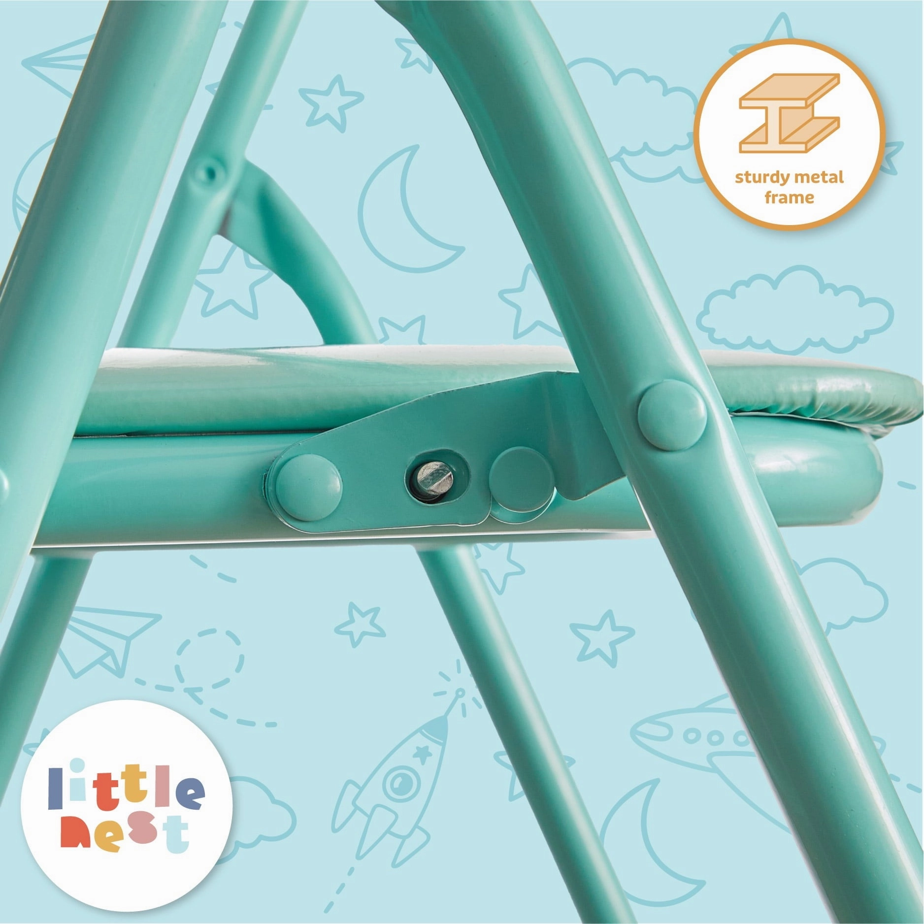 Little Nest WK660886 2-PC Junior Table & Chair Set, Gray/Teal