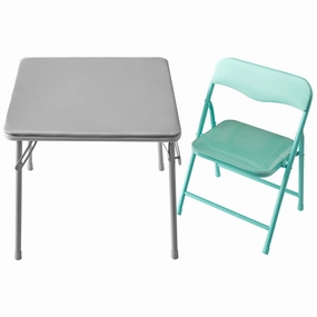 Little Nest WK660886 2-PC Junior Table & Chair Set, Gray/Teal