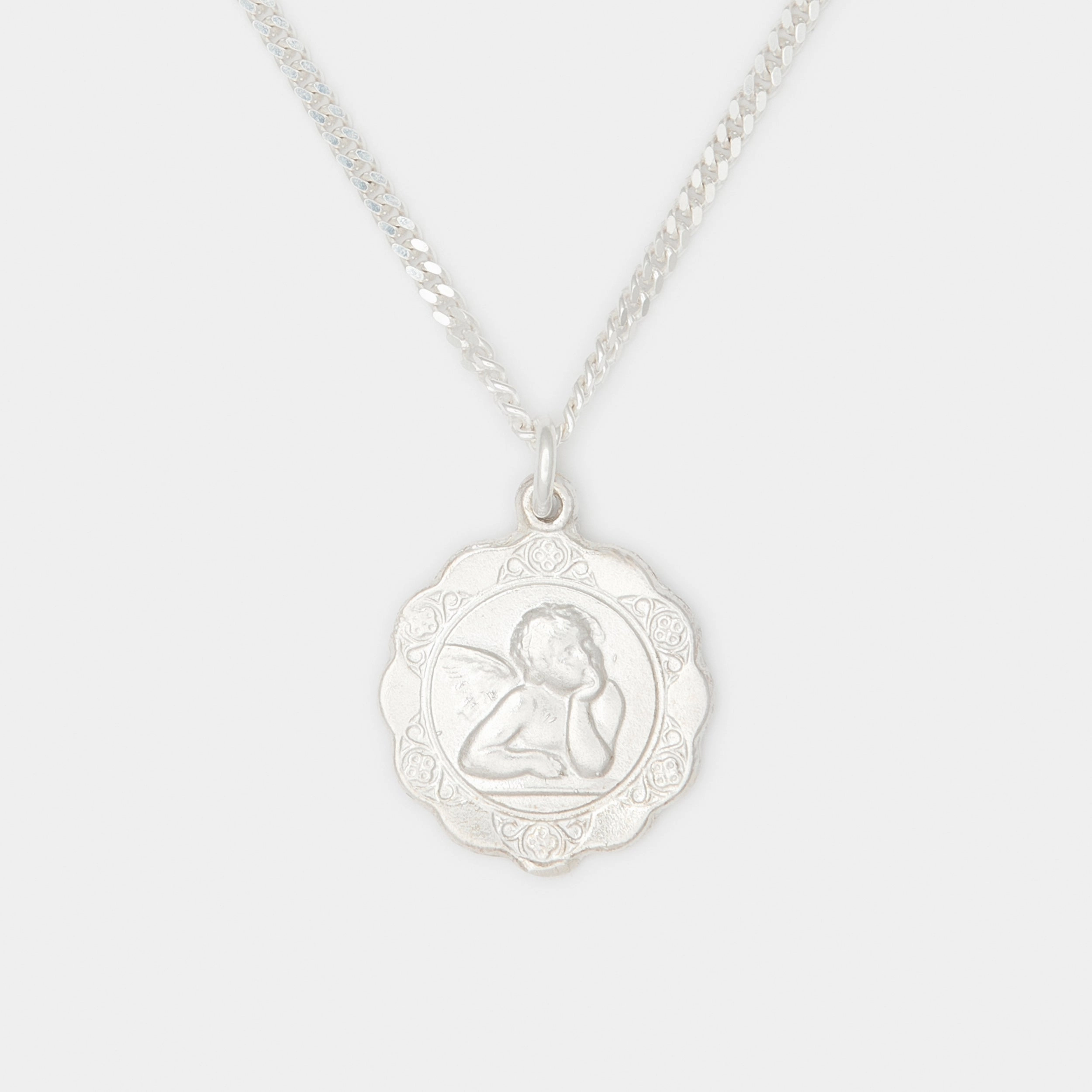 Luna Medallion Necklace in Silver for Him