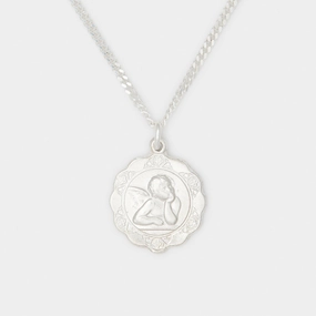 Luna Medallion Necklace in Silver for Him