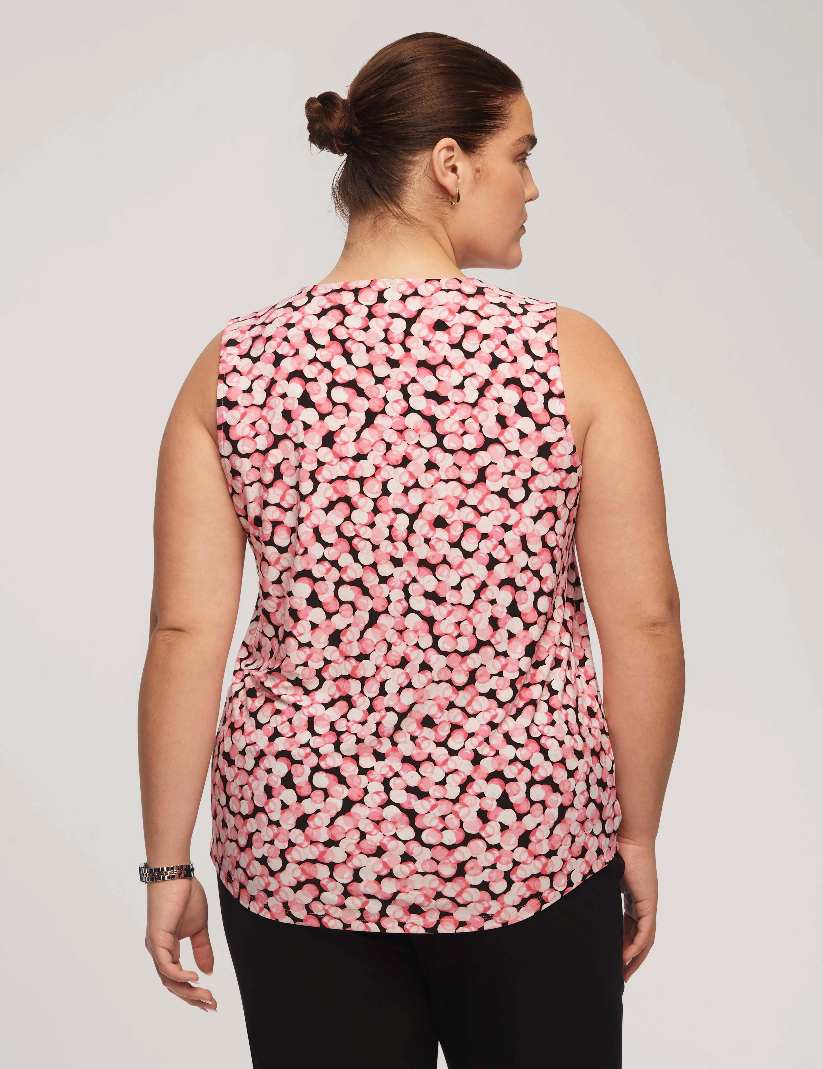 Plus Size Printed Ity Pleat Front Shell - Sale