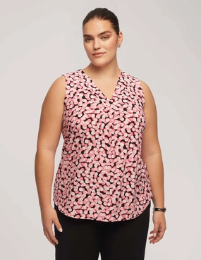 Plus Size Printed Ity Pleat Front Shell - Sale