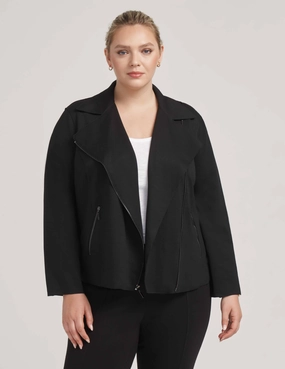 Plus Size Zip Front Moto Jacket- Sale