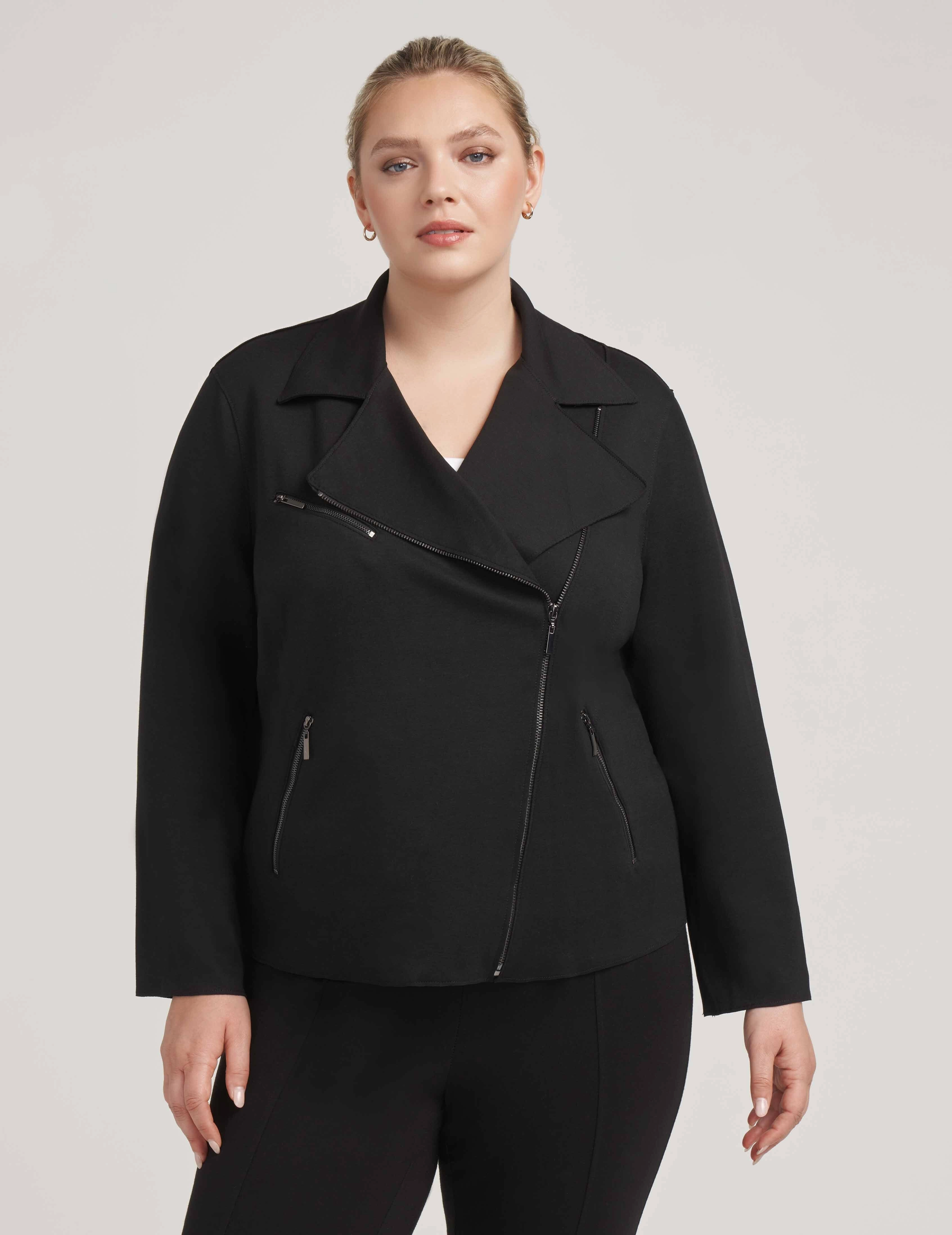 Plus Size Zip Front Moto Jacket- Sale