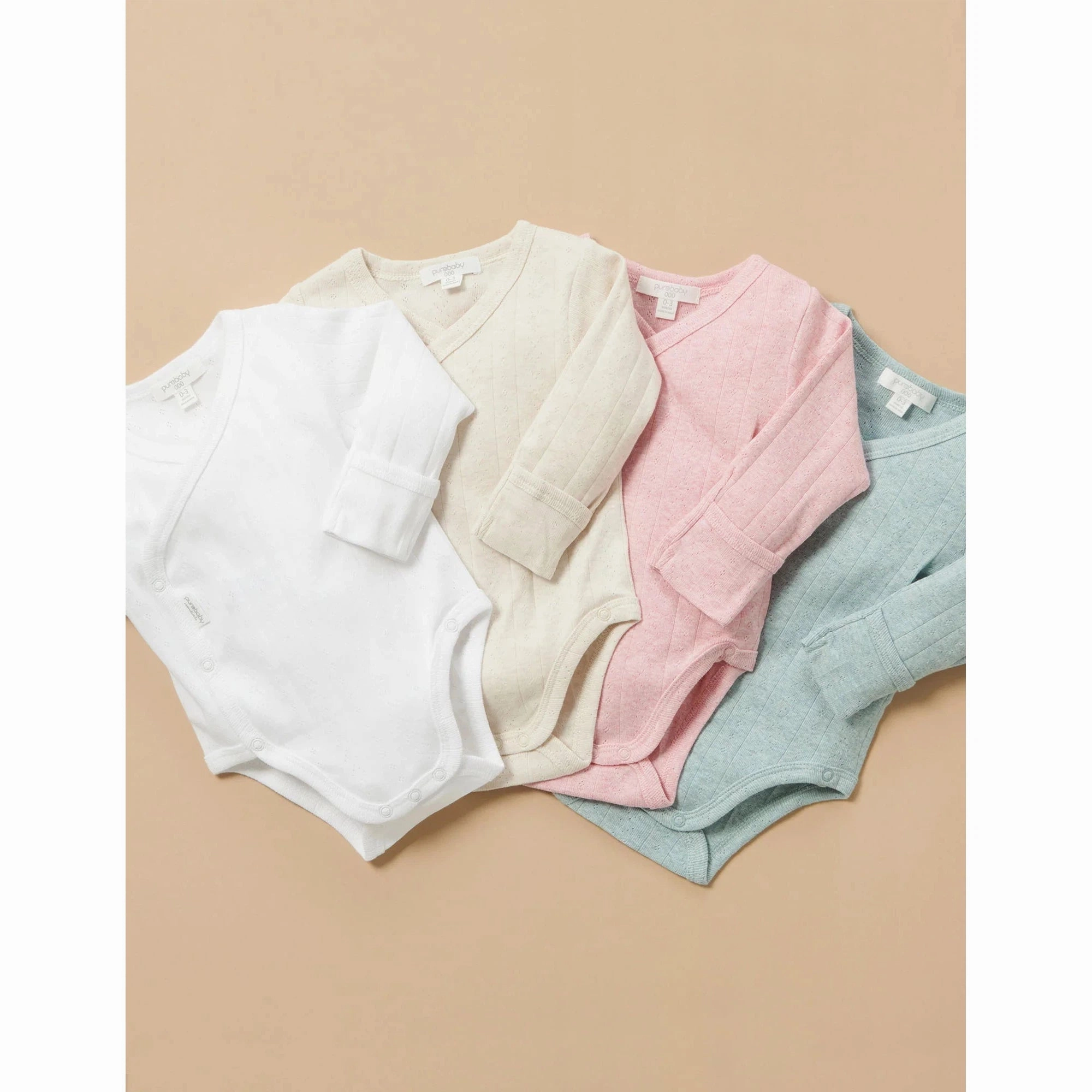 Pointelle Long Sleeve Wrap Bodysuit - White