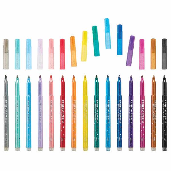 Rainbow Sparkle Glitter Markers - 15ct