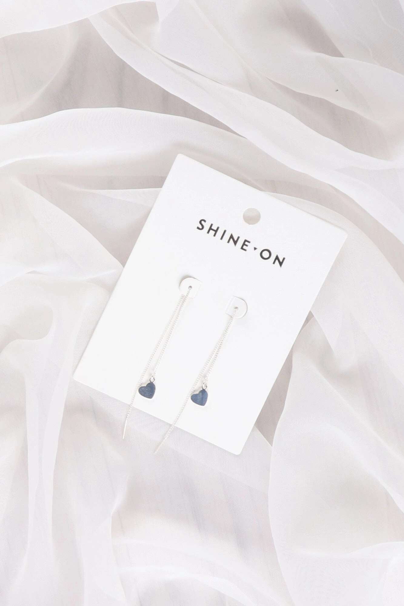 Shine On Label Heart Thread Earring Silver
