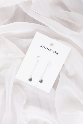 Shine On Label Heart Thread Earring Silver
