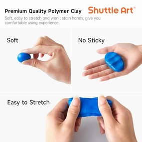 Shuttle Art SA-PC50 Polymer Clay Kit, 50 Colors Oven Bake Modeling Clay with 19 Tools & 10 Accessories, Non-Toxic, Ideal for Kids & Adults