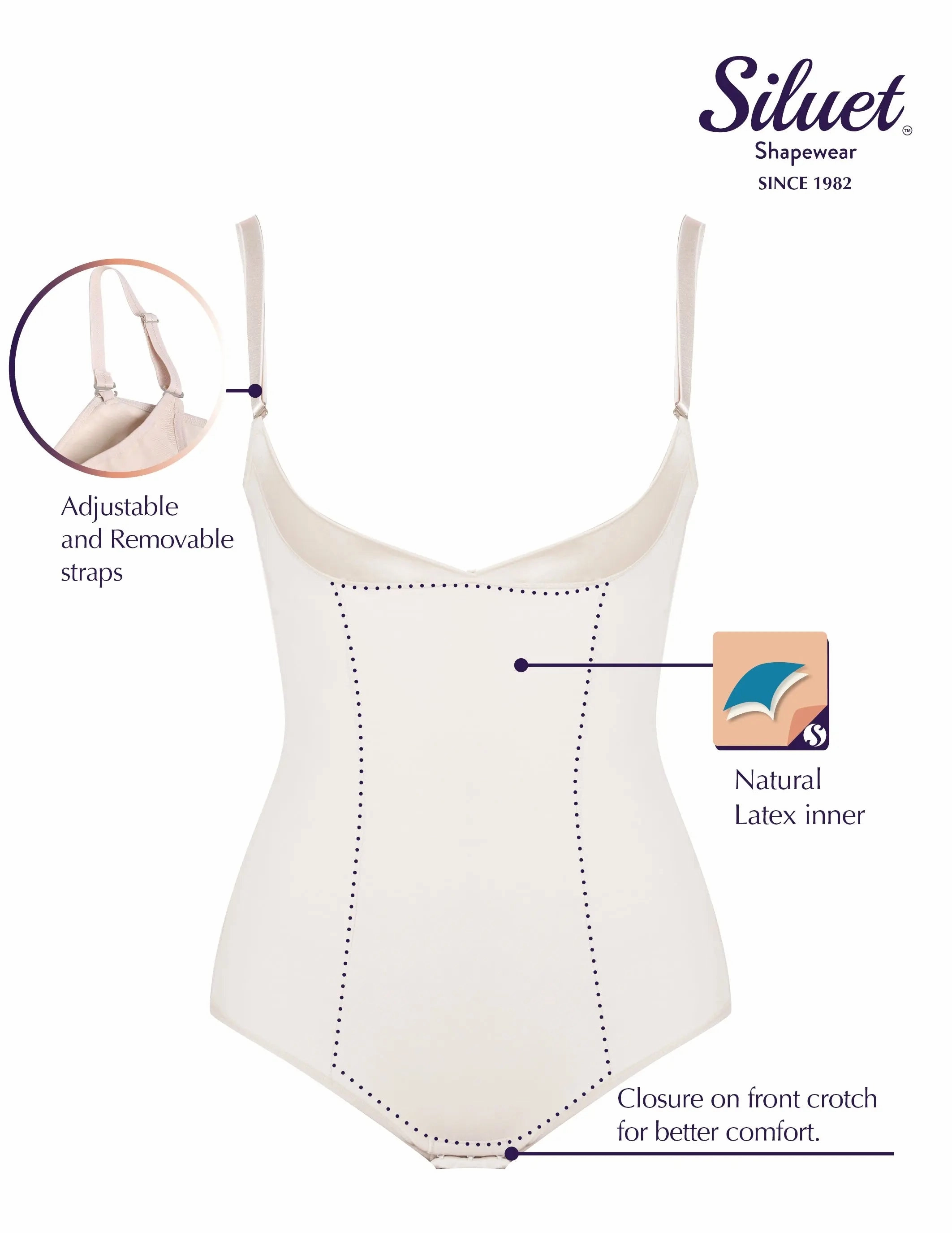 Siluet E6025 Slimming Braless Classic Panty Body Shaper with Latex