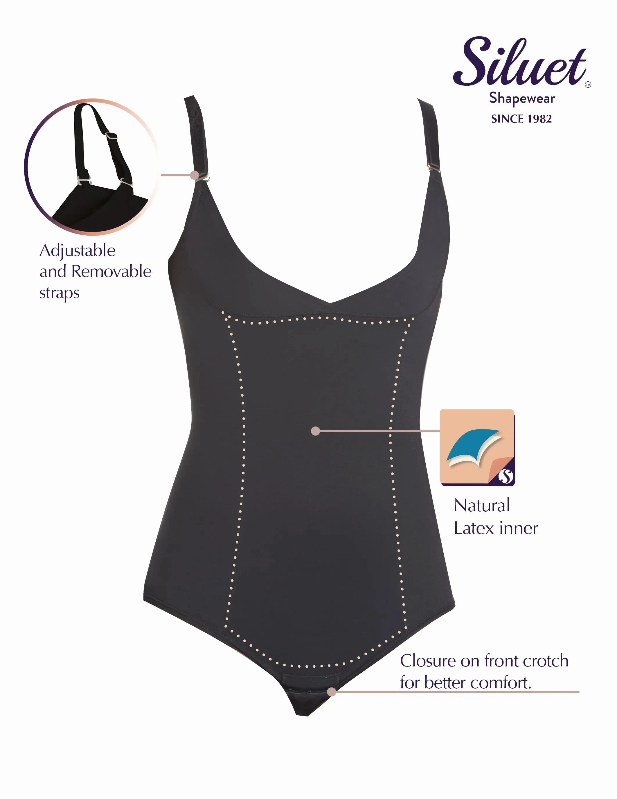 Siluet E6025 Slimming Braless Classic Panty Body Shaper with Latex