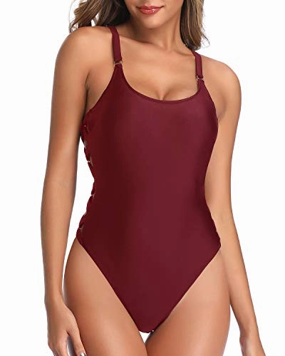 Slimming Tall One Piece Swimsuits For Women-Maroon