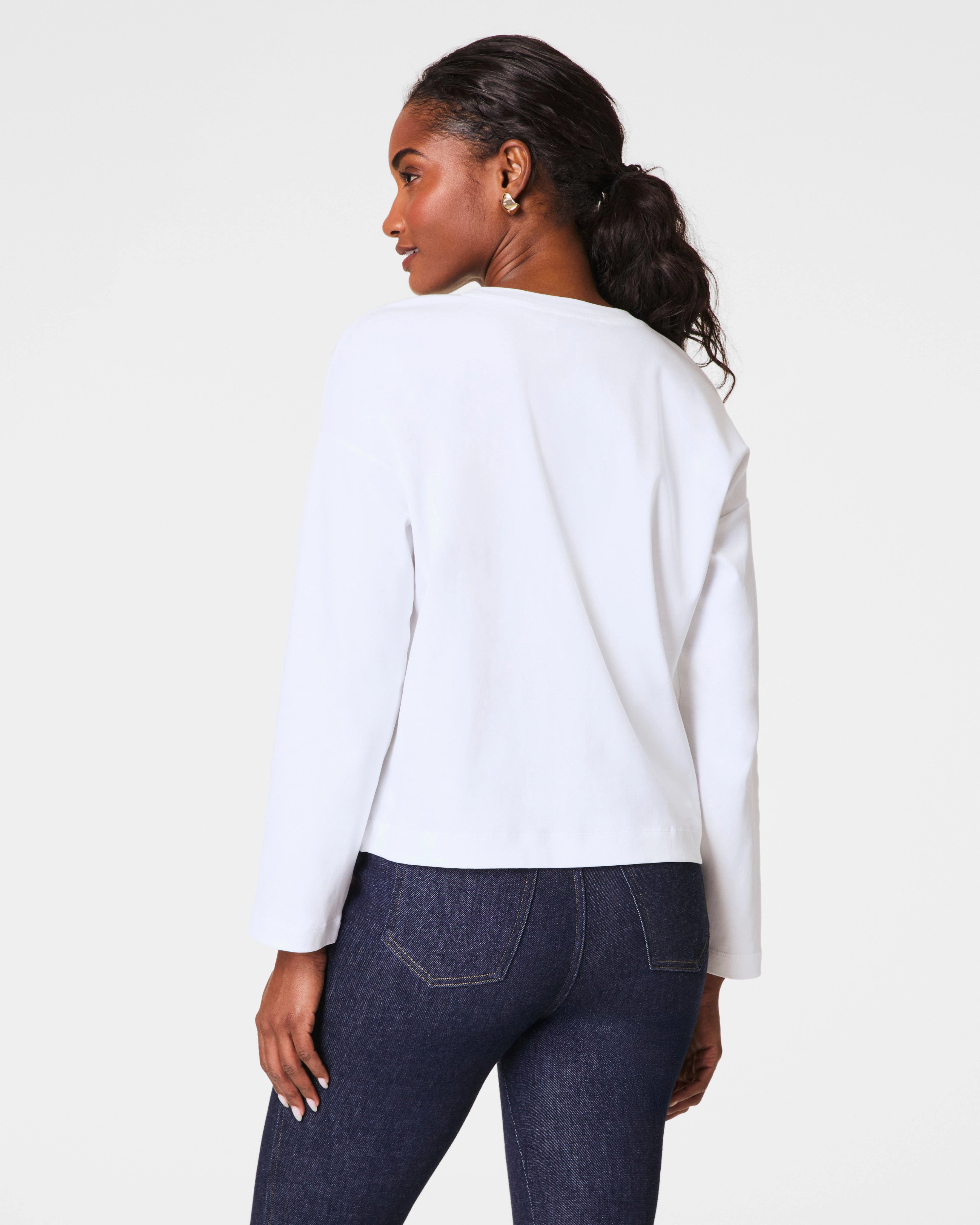 SPANX® Cotton Long Sleeve Crewneck Top