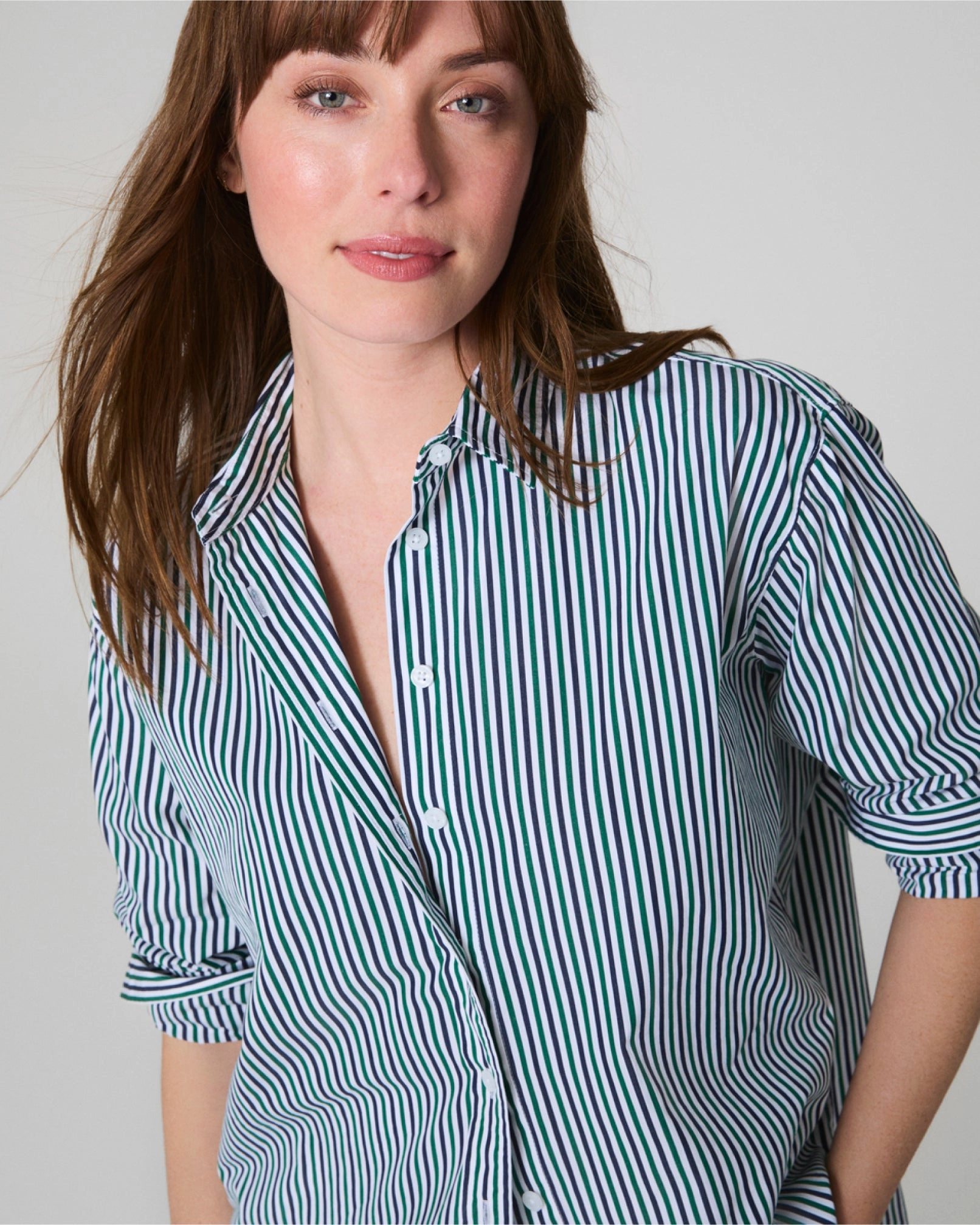 SPANX® Poplin Oversized Button-Down, Stripes