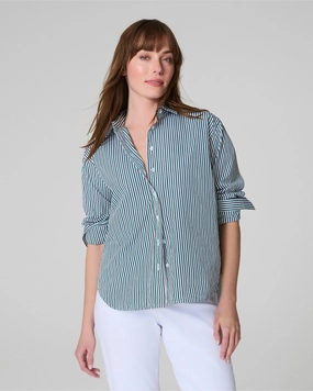 SPANX® Poplin Oversized Button-Down, Stripes