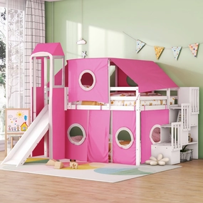 Streamdale Full Size Loft Bed with Tent and Tower