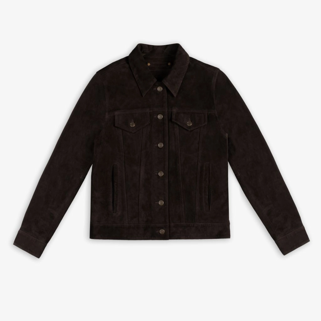 Suede Trucker Jacket | Chocolate
