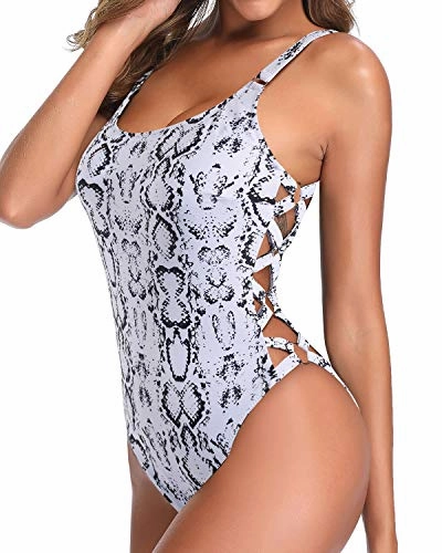 Supportive And Shaping One Piece Swimsuits For Women-Snake Print
