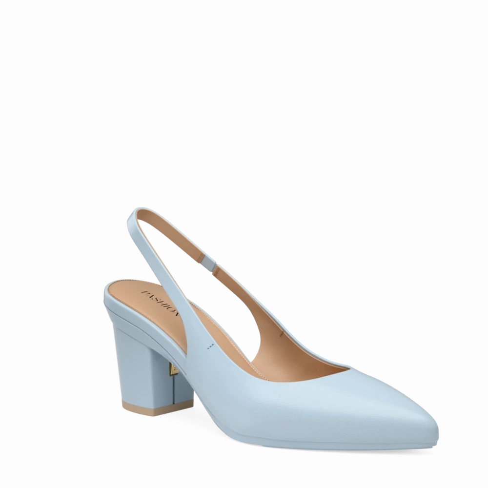 The Slingback - Baby Blue Leather 3 Block