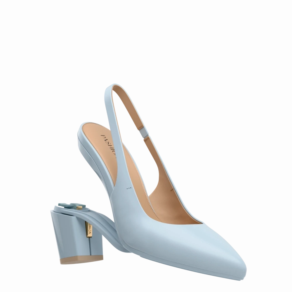 The Slingback - Baby Blue Leather 3 Block