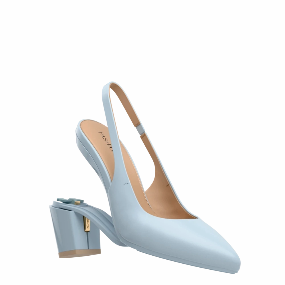 The Slingback - Baby Blue Leather 3 Block