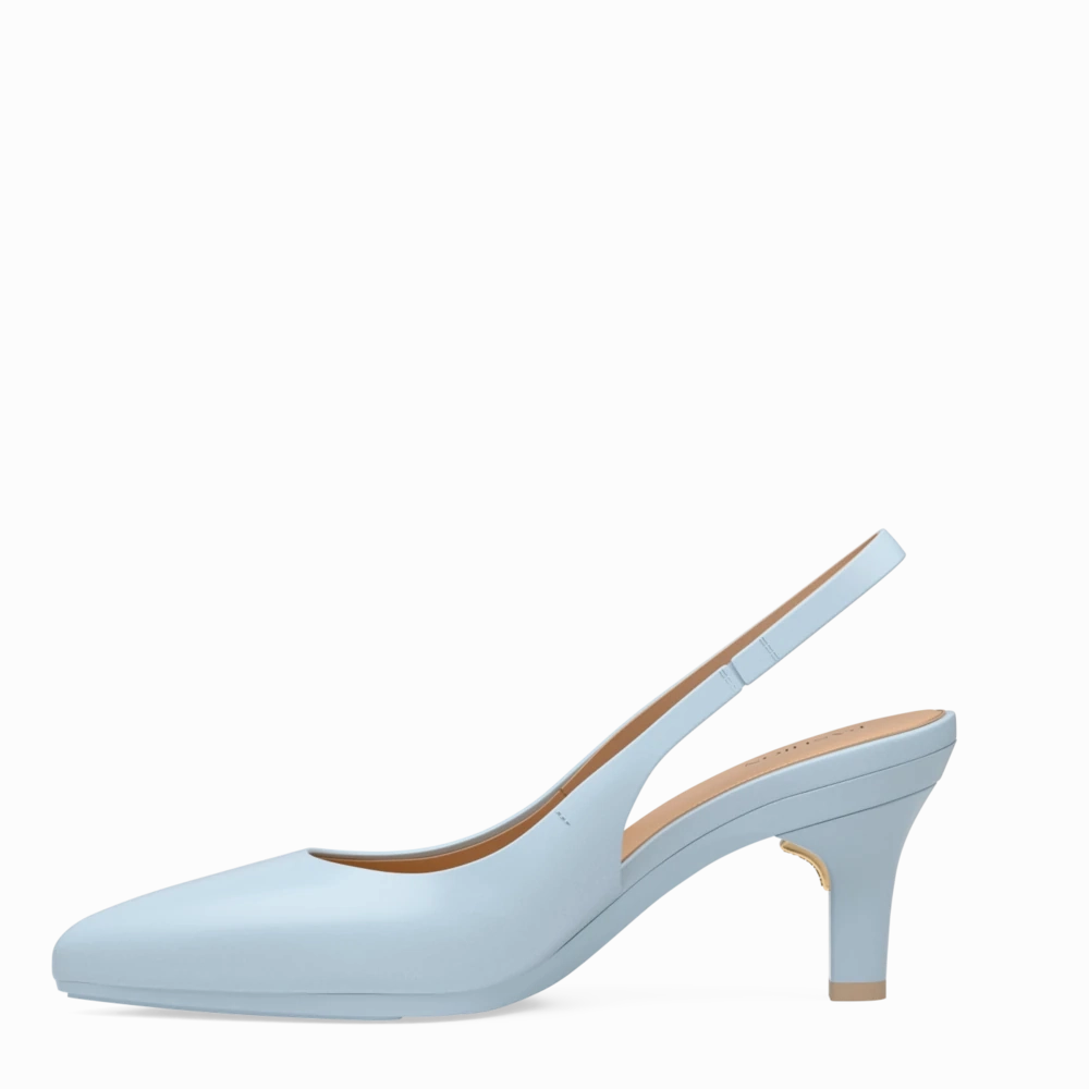 The Slingback - Baby Blue Leather 3 Stiletto