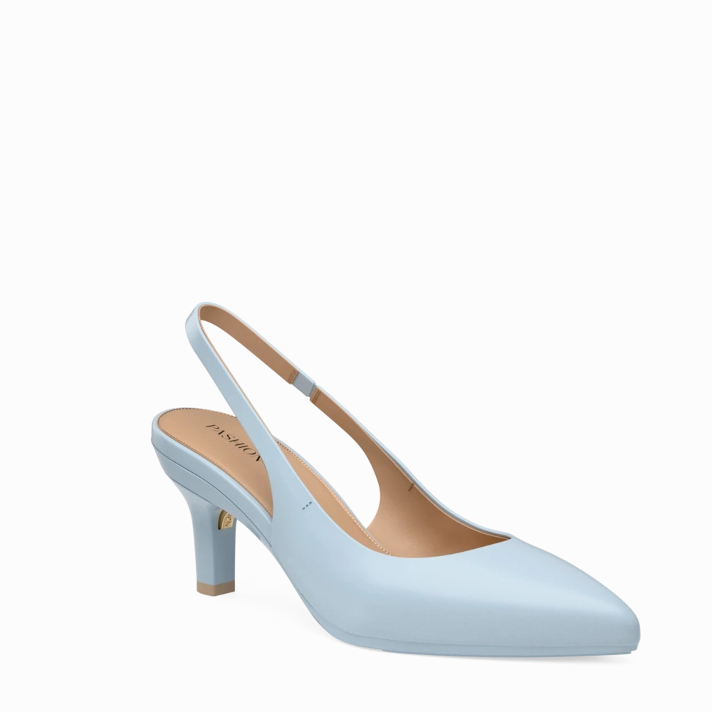 The Slingback - Baby Blue Leather 3 Stiletto