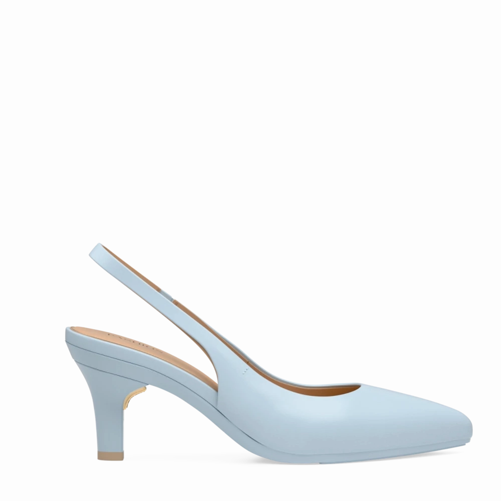 The Slingback - Baby Blue Leather 3 Stiletto