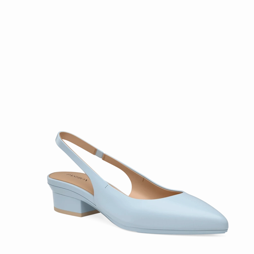 The Slingback - Baby Blue Leather 3 Stiletto