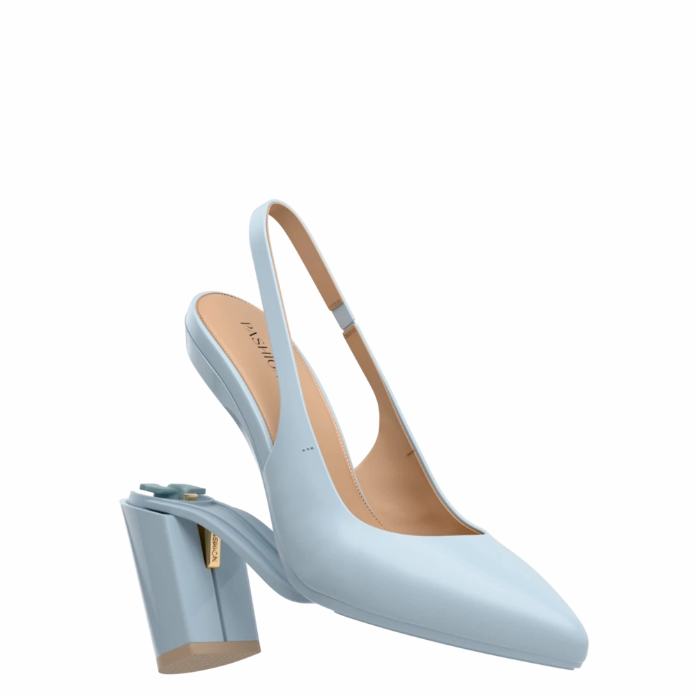 The Slingback - Baby Blue Leather 4 Block