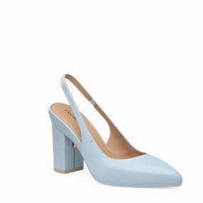 The Slingback - Baby Blue Leather 4 Block