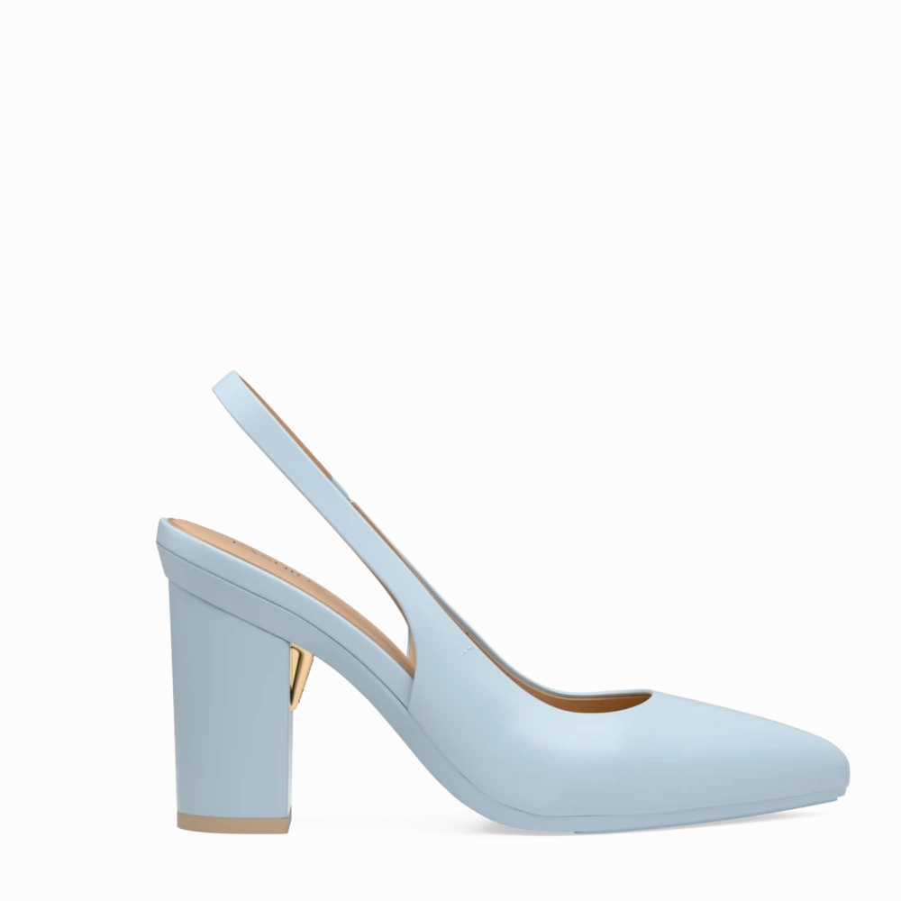 The Slingback - Baby Blue Leather 4 Block