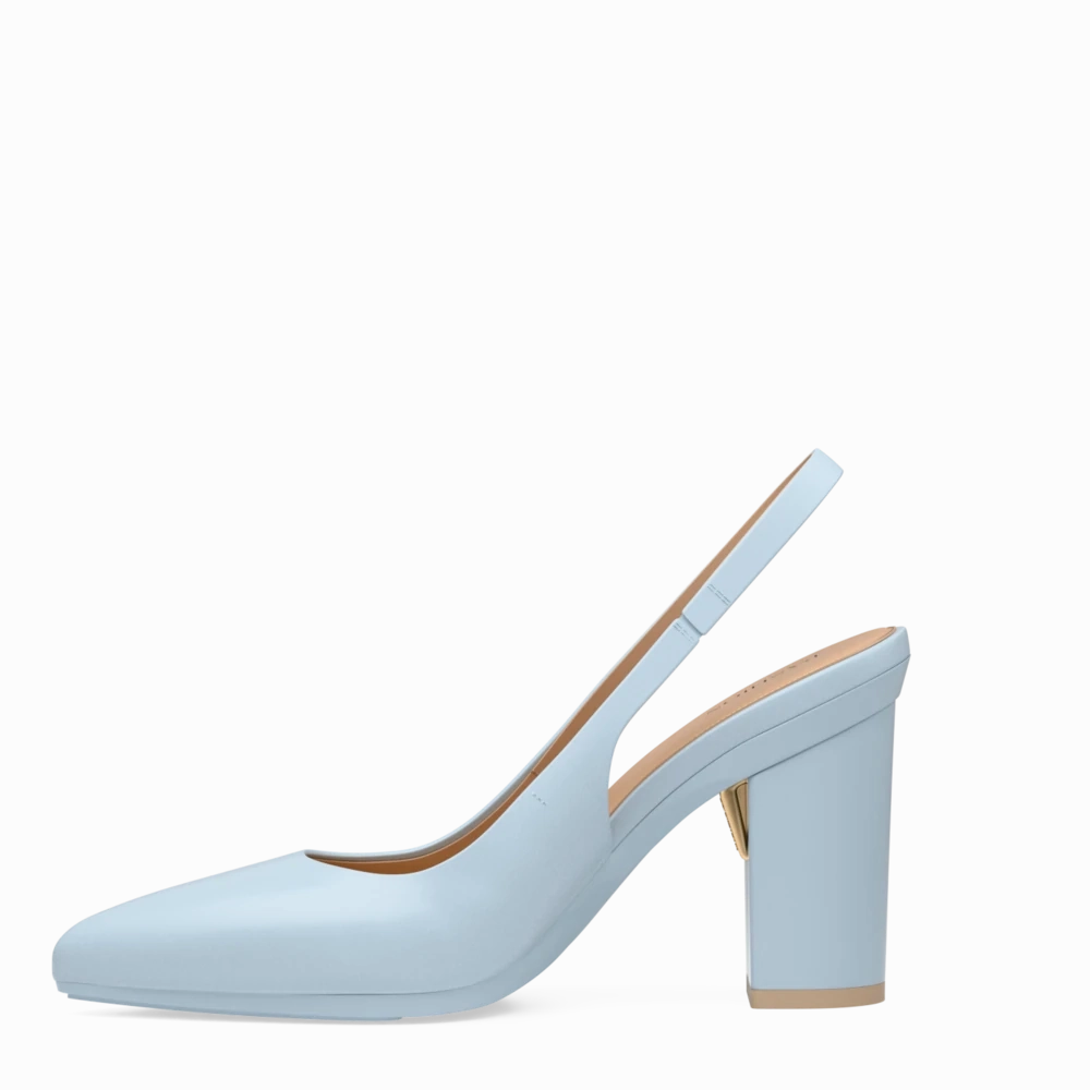 The Slingback - Baby Blue Leather 4 Block