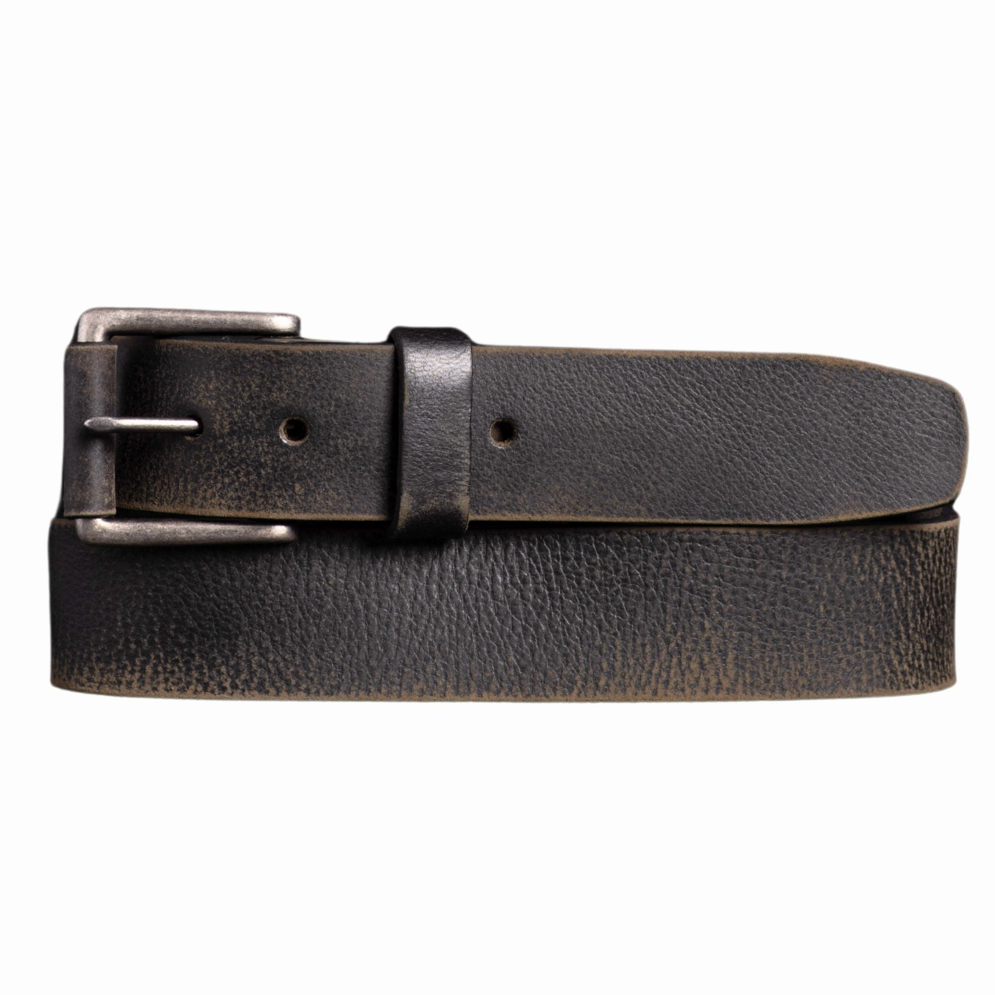 The Spartan Belt - Black Leather Belt With Leather Wrapped Buckle