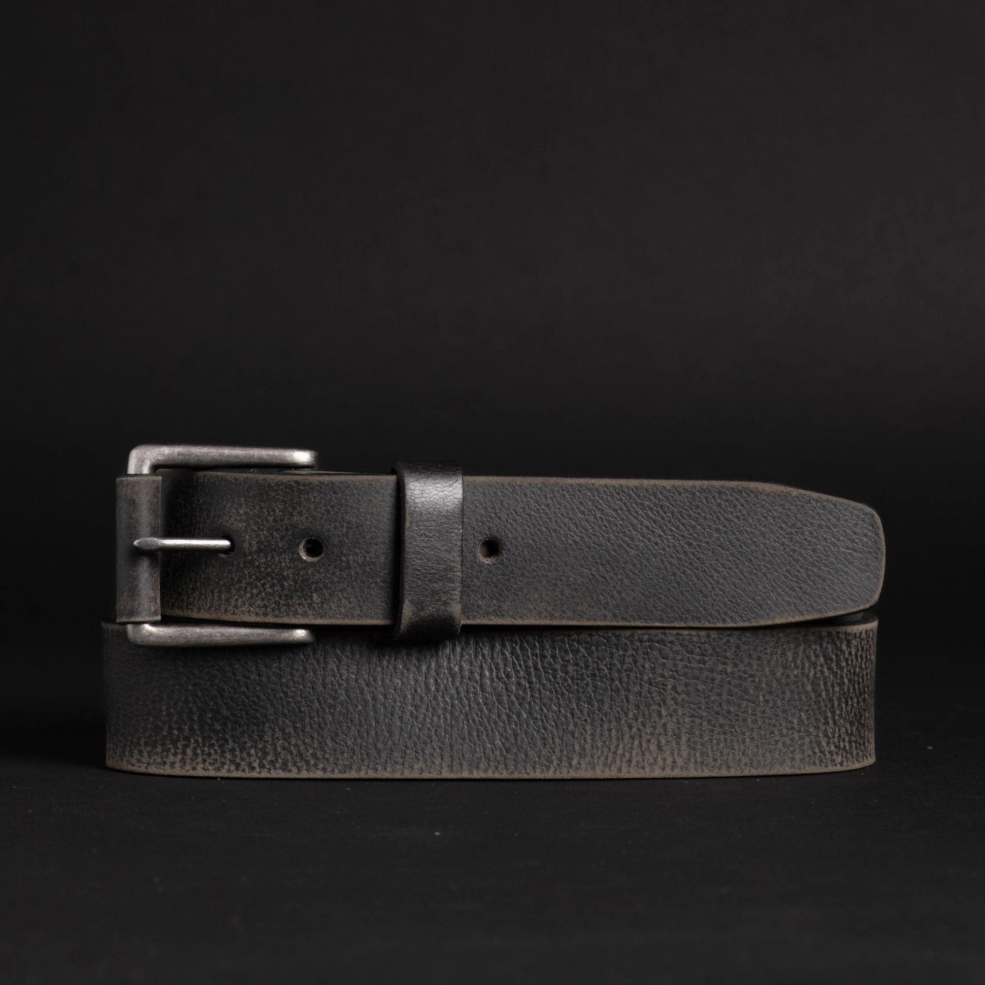 The Spartan Belt - Black Leather Belt With Leather Wrapped Buckle
