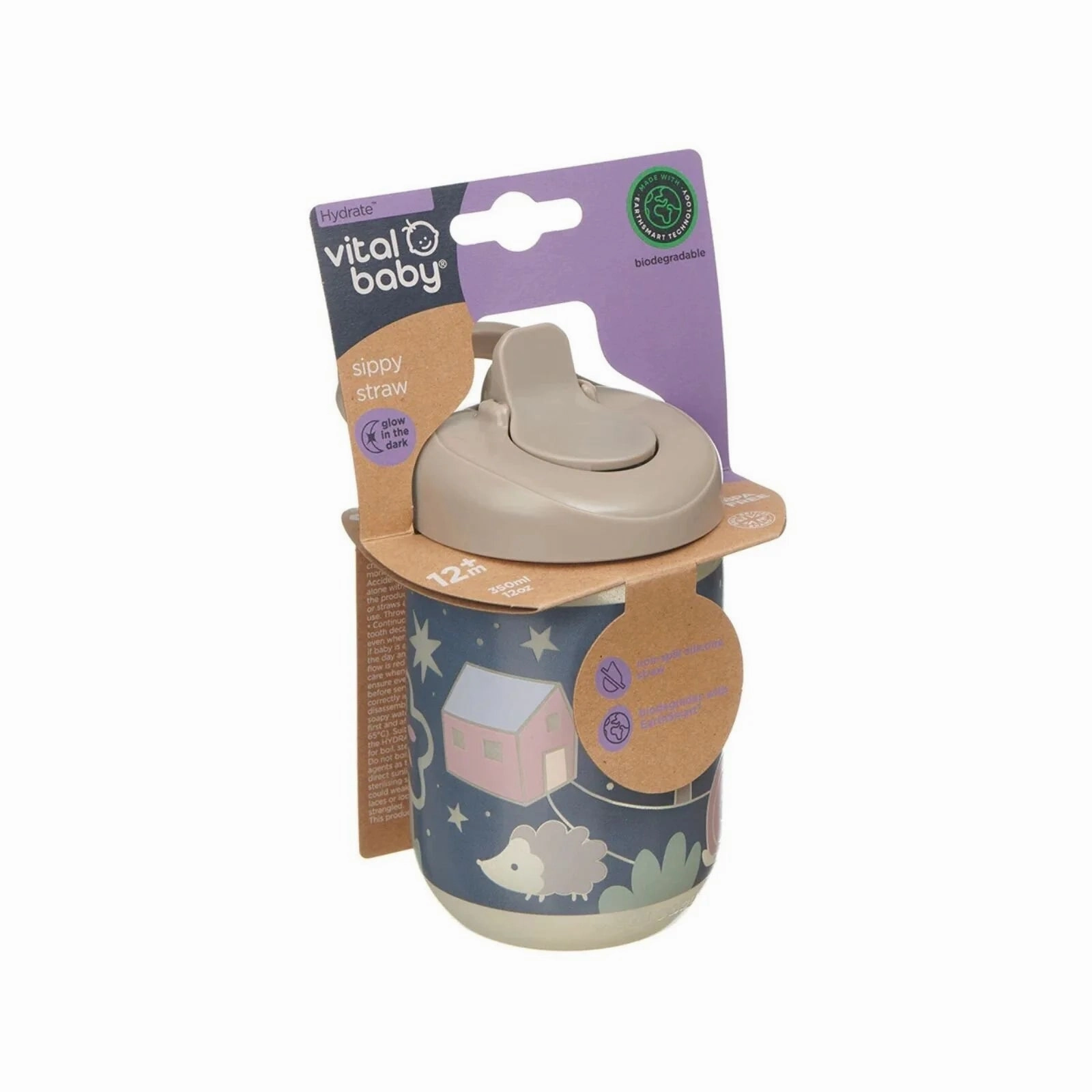 Vital Baby Hydrate Sippy Straw Cup 350ml - Woodland Glow