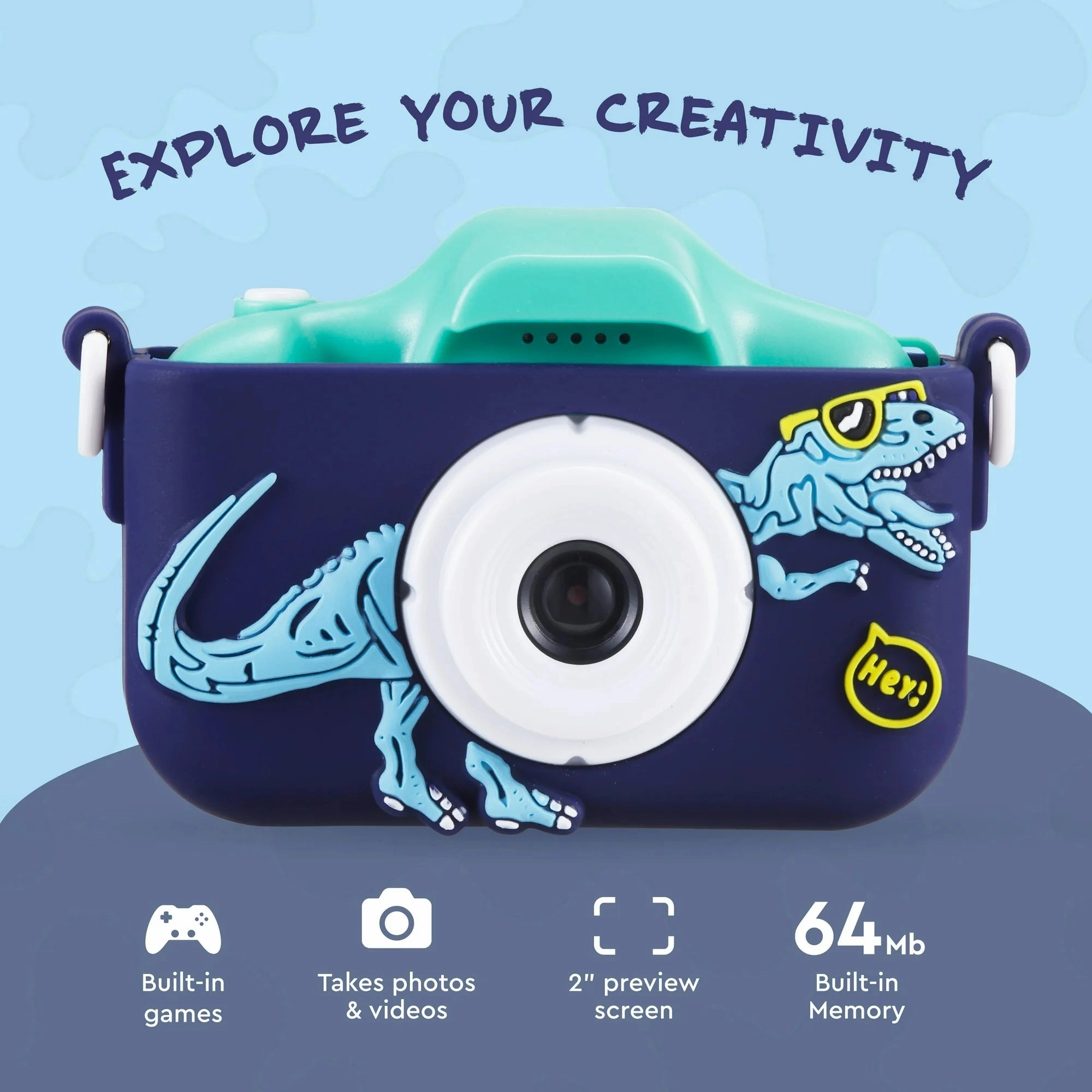 Vivitar 44379A-DINO Kidzcam 8MP Camera for Kids, Dinosaur Cam with 1080p Video and Games, Green