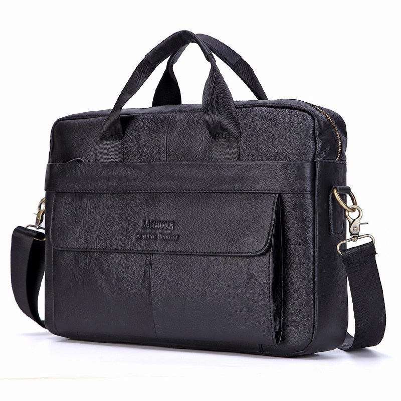 West Louis™ Men Genuine Leather Business Office Briefcase