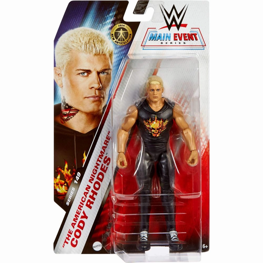 WWE Mattel 2024 Basic Cody Rhodes Action Figure 6-Inch Collectible with TrueFX Technology