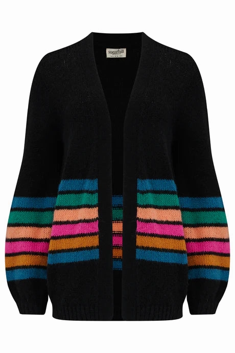 YVETTE CARDIGAN (BLACK/BLOCK STRIPES)